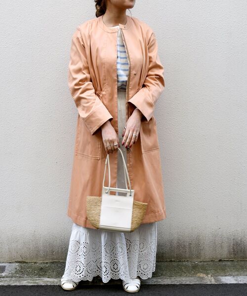 セール】SHIPS any: ノーカラー リバー コート3（ノーカラーコート