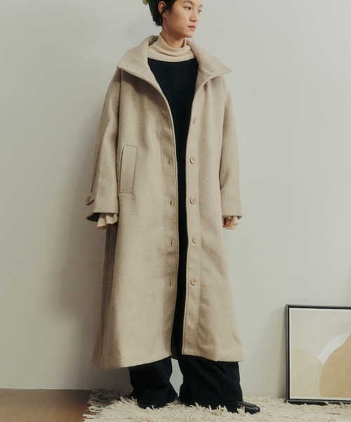 ハイネックボリュームロングコート（その他アウター）｜Libra Cue