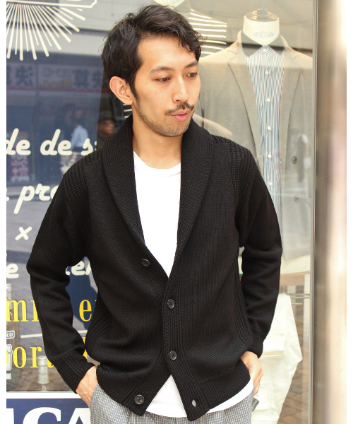 EDIFICE（エディフィス）の「◇畦切替ショールカラーカーディガン