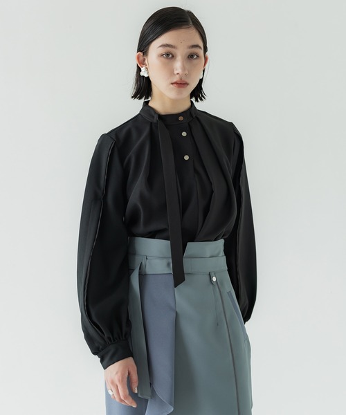 タックボリュームブラウス-ウォッシャブル/UVカット-（シャツ/ブラウス