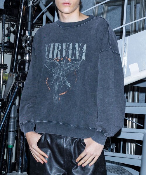 NIRVANA × monkey time＞プリント クルーネック スウェット