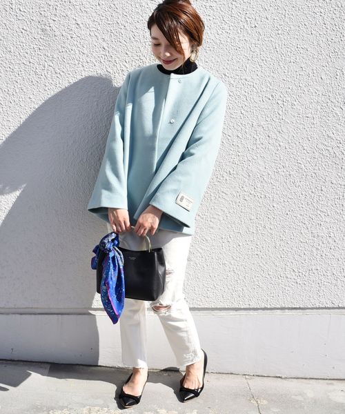 SHIPS（シップス）の「ノーカラーショートコート◇（その他アウター