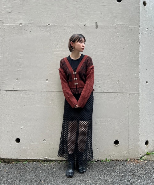 sahara（サハラ）の「2wayバイカラーニットカーディガン/ベスト/2way