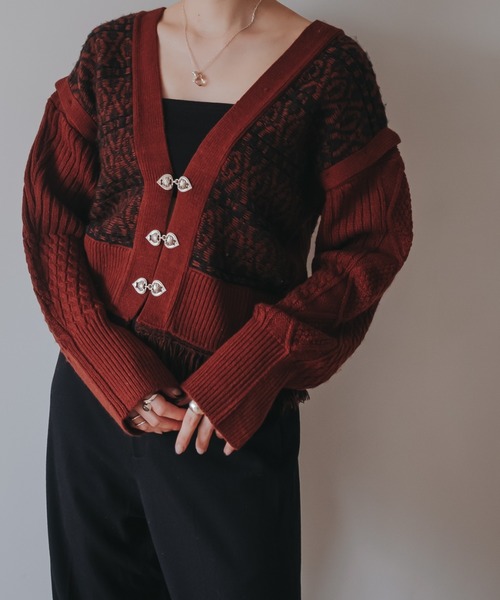 sahara（サハラ）の「2wayバイカラーニットカーディガン/ベスト/2way