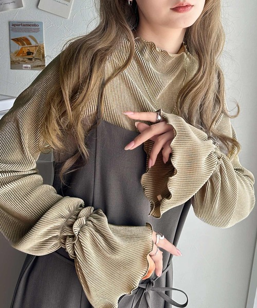 セール】華奢見えが叶う 女性の味方。 キャンディー スリーブ プリーツ