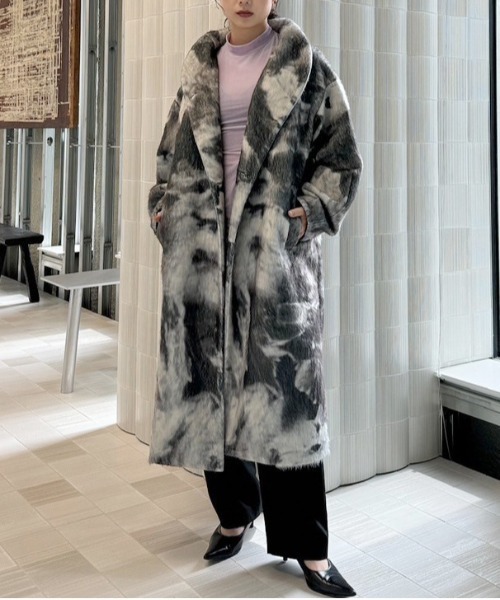 Ameri（アメリ）の「UND TEXTURE ART FLOWER SHAGGY COAT（チェスター