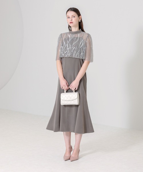 セール】【LEJA】ケープ風スパンコール刺繍ボレロマーメイドキャミ