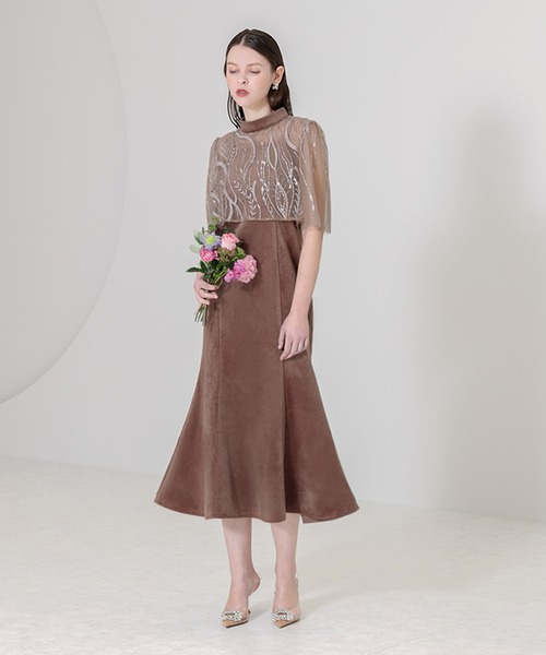 Leja（レジャ）の「【LEJA】ケープ風スパンコール刺繍ボレロマーメイド