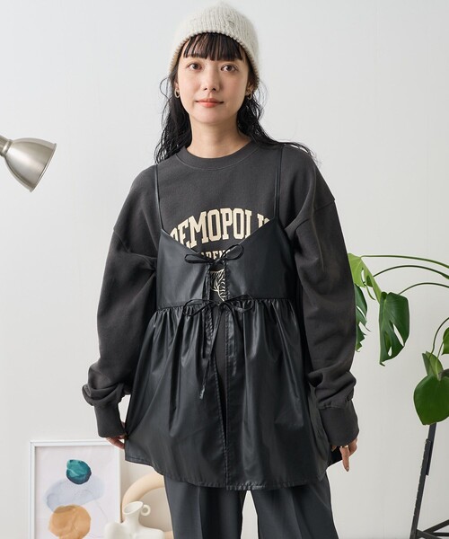 セール】フェイクレザーリボンキャミビスチェ（ワンピース）｜FREAK'S