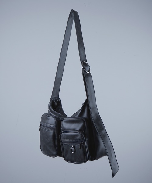 ビッグマルチポケットヴィンテージデザインショルダーバッグ/Big multi