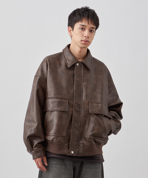 フェイクレザー A2 ブルゾン（ブルゾン）｜B.C STOCK（ベーセー