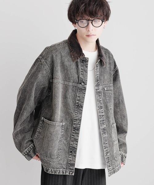 RAGEBLUE（レイジブルー）の「襟コーデュロイ/オーバーダイデニム