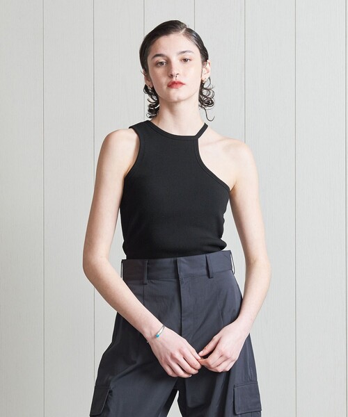 H＞コットンリブ アシンメトリータンクトップ（タンクトップ）｜H