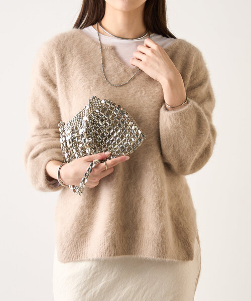 程よい抜け感/やわらかな肌ざわり】ファーカシミヤキーネックニット