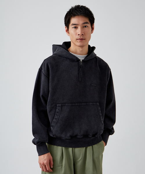 セール】【ANTS & ELEPHANTS】フェード加工 ハーフジップパーカー