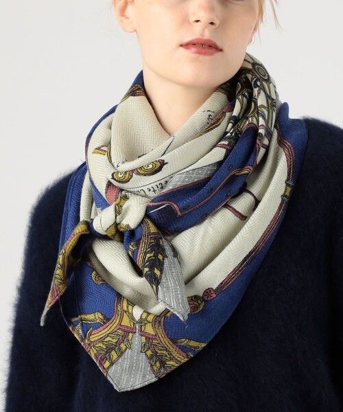 セール】manipuri CARRIAGE ウールシルクスカーフ（バンダナ/スカーフ