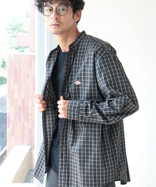 DANTON（ダントン）の「DANTON / チェック バンドカラー シャツ