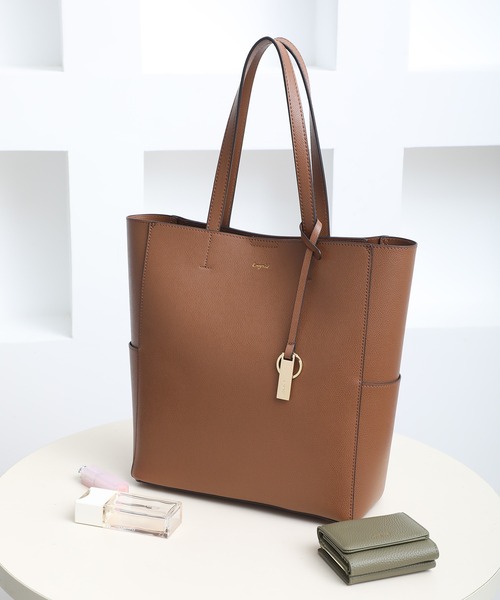 ファスナー楕円トートバック キーリング付き 新作swing ファスナー楕円