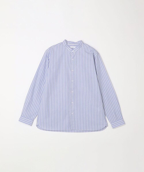 SHIPS any: ストライプ / ソリッド リラックス バンドカラー シャツ