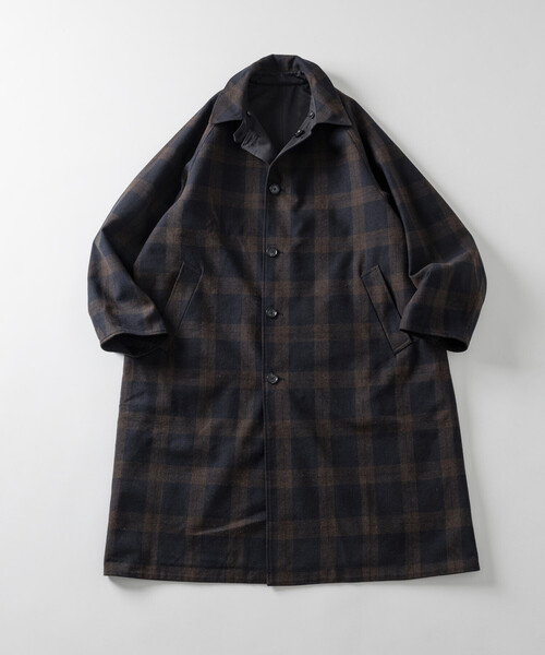 セール】リバーシブル ウール混 フランネル チェック バルマカーン
