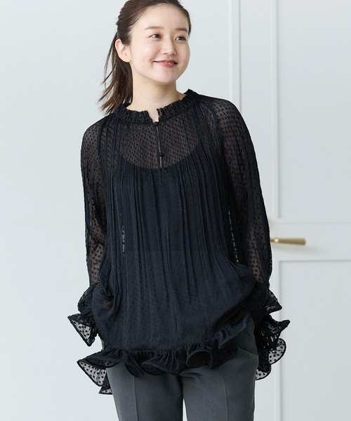 IENA（イエナ）の「＆NAVY プリーツフリルブラウス（シャツ/ブラウス