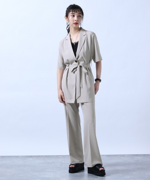 HARE（ハレ）の「ベルトシャツジャケット＊フレアパンツSET UP(HARE