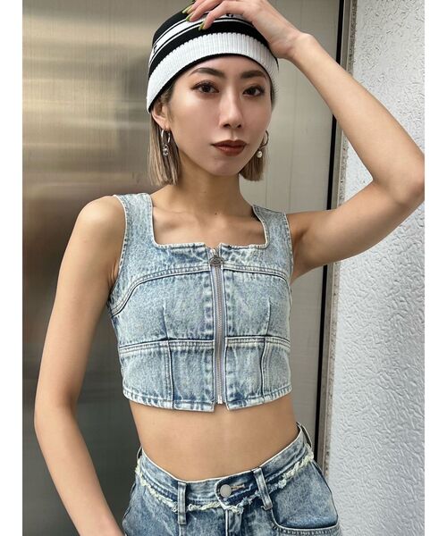 EMODA（エモダ）の「フロントジップデニムビスチェ（キャミソール
