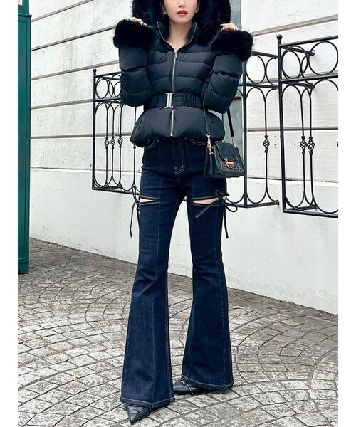 追加生産分】カットアウトリボンデニムパンツ（デニムパンツ