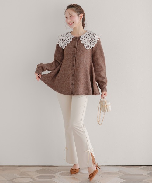 バテンレース衿カーディガン（カーディガン/ボレロ）｜Fit more