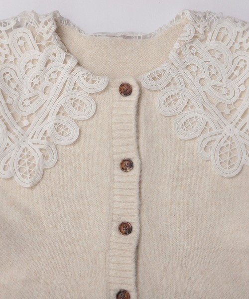 バテンレース衿カーディガン（カーディガン/ボレロ）｜Fit more