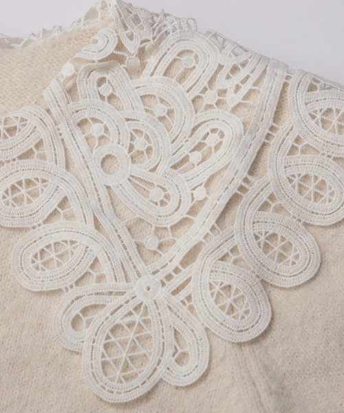 バテンレース衿カーディガン（カーディガン/ボレロ）｜Fit more