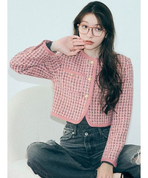 LILY BROWN（リリーブラウン）の「ツイードショートジャケット（ノー