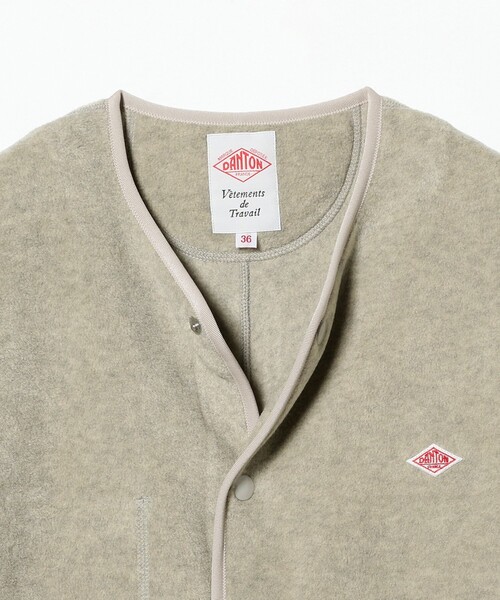 DANTON / ノーカラー フリース ジャケット（ノーカラージャケット