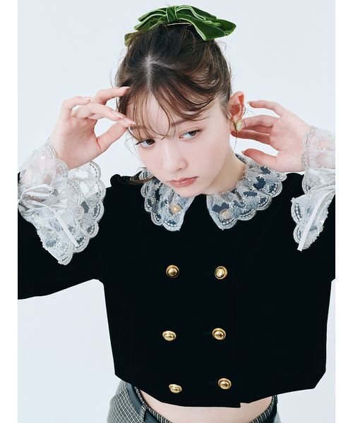 セール】[L.B CANDY STOCK]スカラップビジューアタッチドジャケット