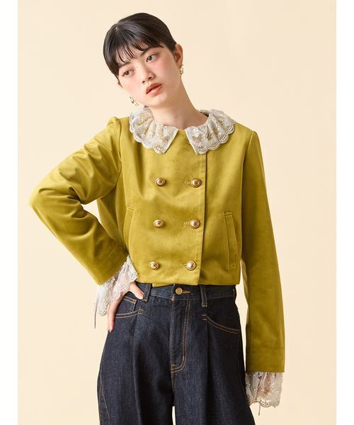 セール】[L.B CANDY STOCK]スカラップビジューアタッチドジャケット