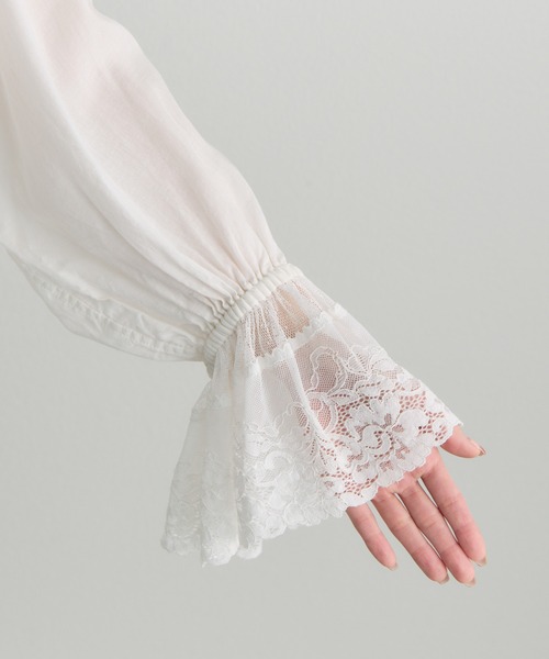 セール】襟袖レースプチハイネックブラウス（シャツ/ブラウス）｜PUAL