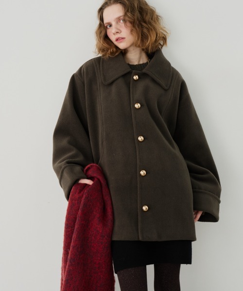 セール】金釦ミドルコート（ステンカラーコート）｜Unitage