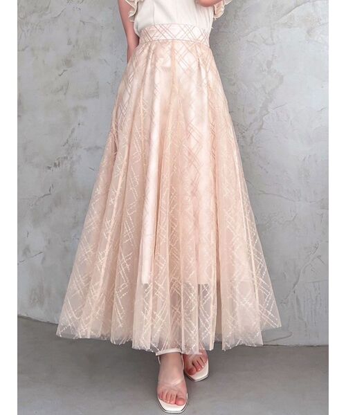 dazzlin（ダズリン）の「スパンコールチュールチェックスカート