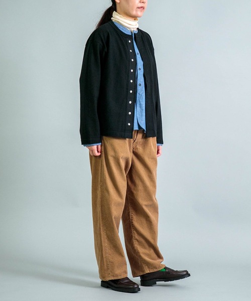 OMNIGOD womens / オムニゴッド] シャンブレー スタンドカラーシャツ