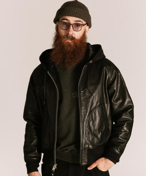 Schott/ショット/LEATHER HOODED JACKET/レザー フードジャケット