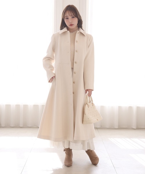 セール】【サイズ展開あり】襟袖フェイクファーロングコート（ステン