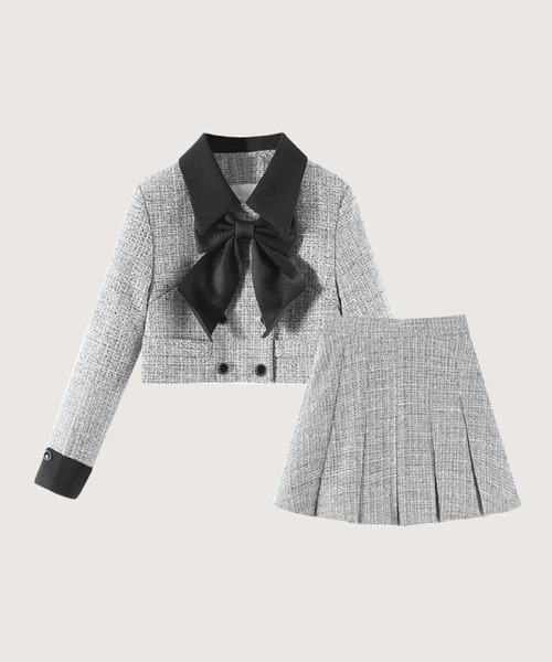 3点セット（リボン取り外し可能) エレガントツイードリボン