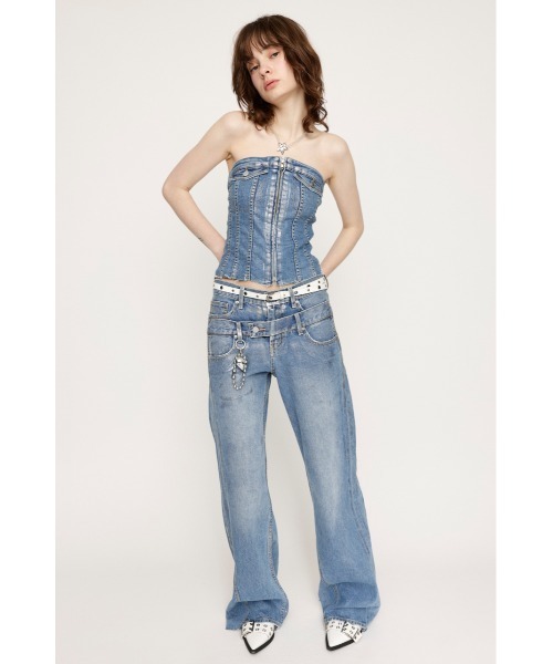 SLY（スライ）の「【限定展開】METALIC FRONT ZIP CORSET メタリック