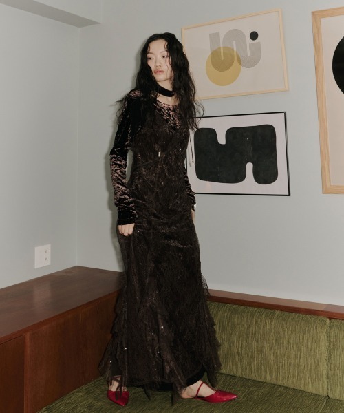 スパークルレースベロアドレス / sparkle lace velour dress（ドレス
