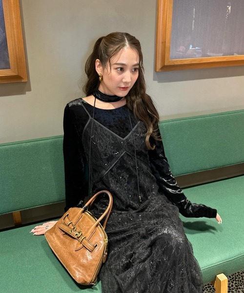 スパークルレースベロアドレス / sparkle lace velour dress（ドレス