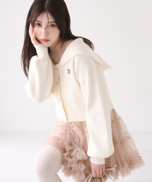 セーラーカラーニットカーディガン（カーディガン/ボレロ）｜one after