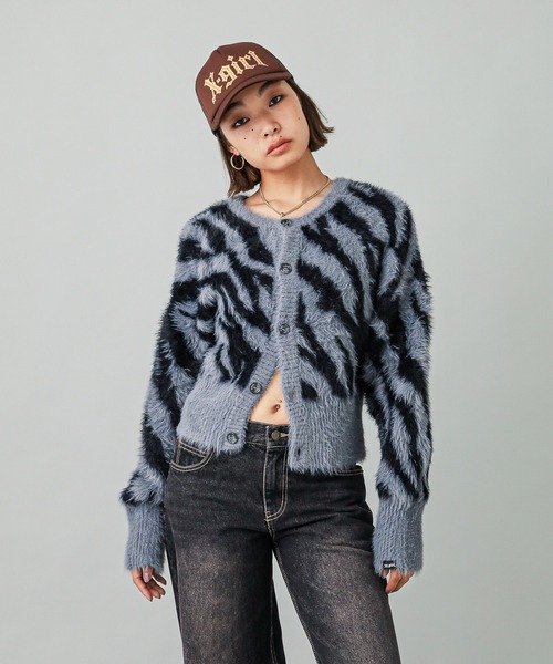 X-girl（エックスガール）の「ZEBRA 2WAY KNIT CARDIGAN（ニット