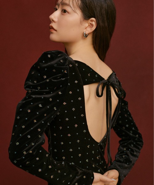 SNIDEL（スナイデル）の「ベロア刺繍ワンピース（ワンピース）」 - WEAR