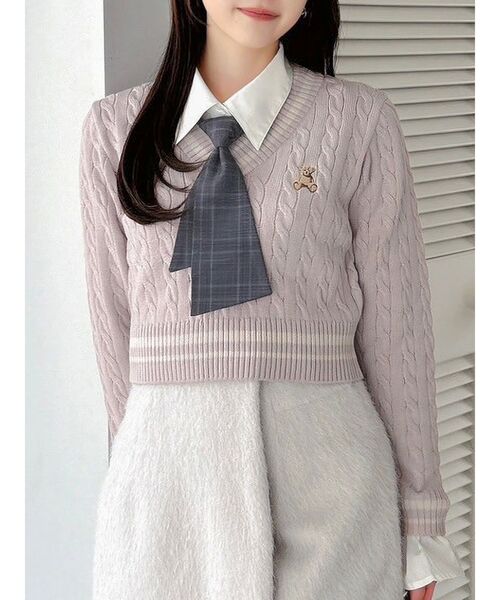 POLO BCS コラボ】シャツドッキングケーブルニットトップス（ニット