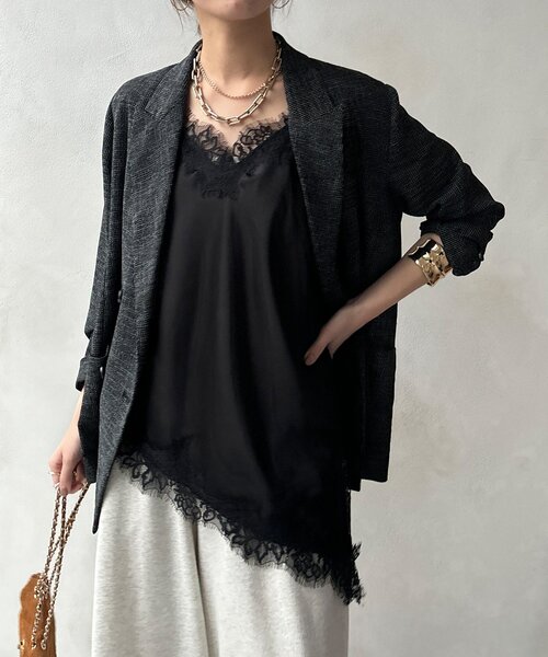 セール】ショート丈アシメレースキャミ（シャツ/ブラウス）｜DouDou